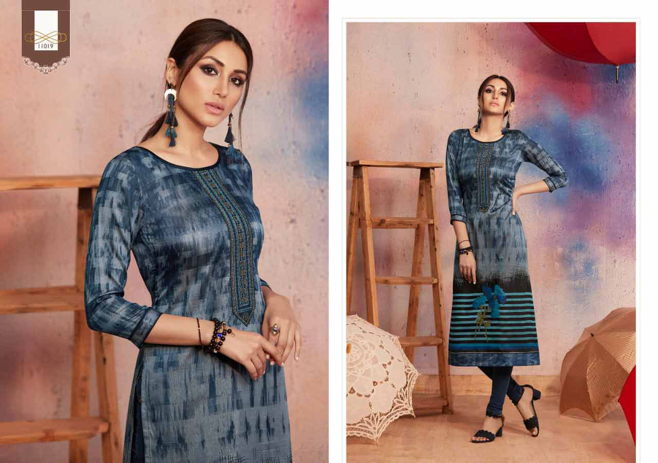 Kajree Dark Fantasy Vol-6 Rangoli Print Kurti Kajree Dark Fantasy Vol-6 Rangoli Print Kurti